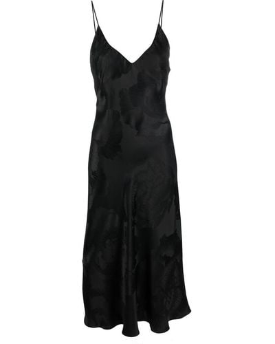 Carine Gilson Silk Jacquard-print Midi Slip Dress - Black