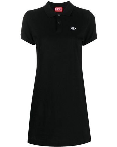 DIESEL D-tenny-doval-pj Logo-appliqué Polo Dress - Black