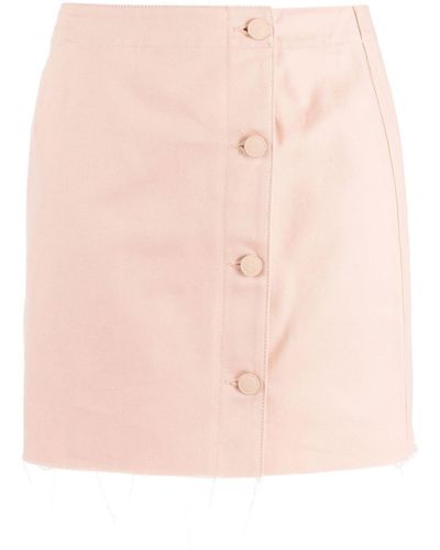 Raf Simons Frayed Cotton Miniskirt - Pink