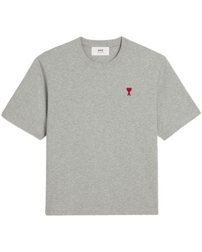 Ami Paris T-Shirt mit Ami de Coeur-Stickerei - Grau
