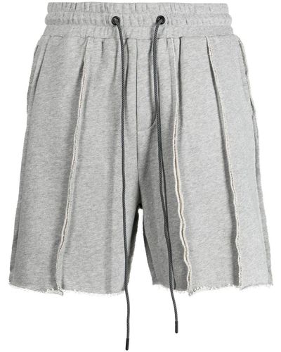 Mostly Heard Rarely Seen Exposed-seam Cotton Track Shorts - Grey