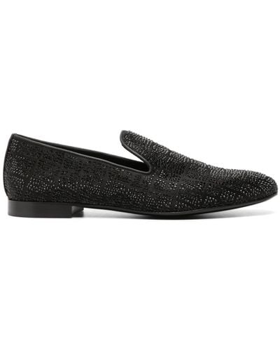 Versace Crystal-embellished Satin Loafers - Black