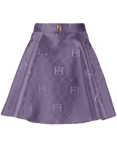 Elisabetta Franchi Logo-jacquard Satin Miniskirt - Purple