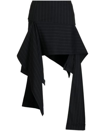 Monse Deconstructed Pinstriped Trouser Skirt - Black