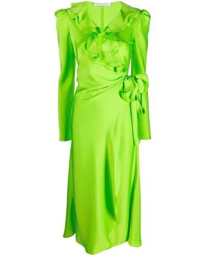 Philosophy Di Lorenzo Serafini Ruffle-detailing Long-sleeve Dress - Green