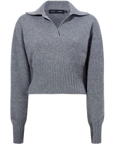 Proenza Schouler Gerippter Jeanne Pullover mit Schlitz - Blau