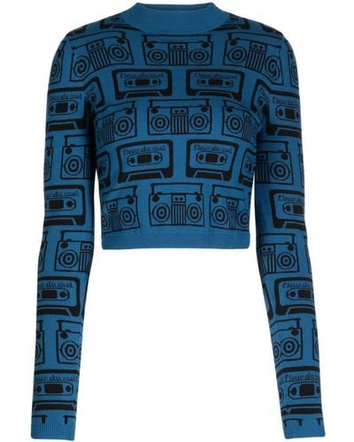 Fleur du Mal Boombox Stereo-motif Jumper - Blue