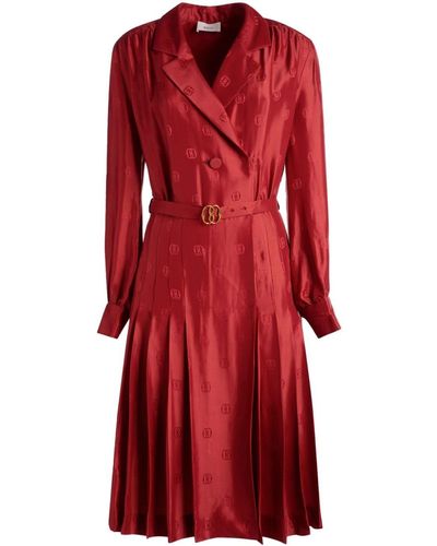 Bally Robe-chemise en soie à logo en jacquard - Rouge