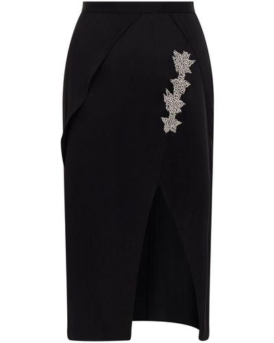 Christopher Kane Floral-appliqué Pencil Midi Skirt - Black