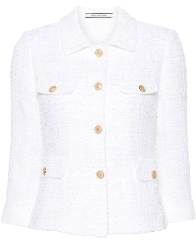 Tagliatore Tweed Cropped Jacket - White