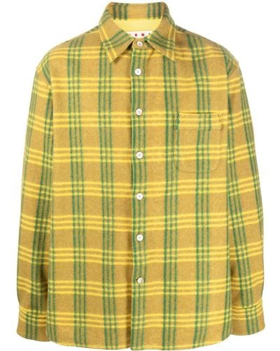 Marni Plaid-check Pattern Flannel Shirt - Yellow