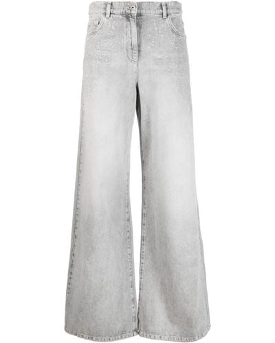 Patrizia Pepe High-waisted Wide-leg Jeans - Grey