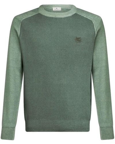 Etro Pegaso-embroidered Wool Jumper - Green