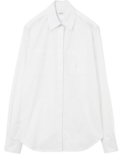 Burberry Camisa EKD con bordado inglés - Blanco