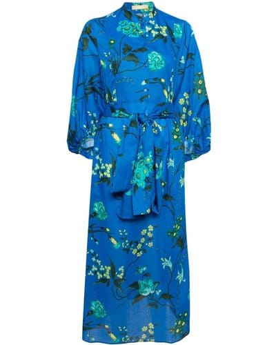 Erdem Floral-print cotton-blend dress - Bleu