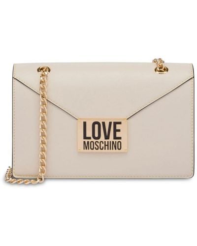 Love Moschino Handtasche mit Logo-Schild - Natur