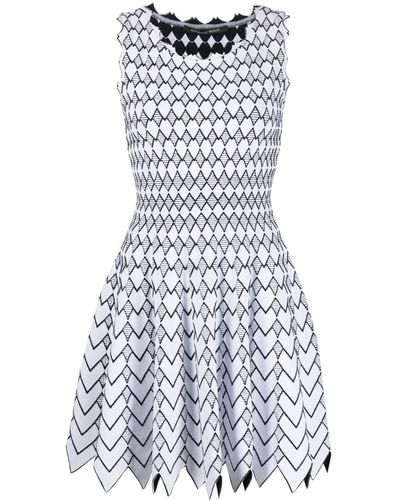 Antonino Valenti Geometric-print Flared Dress - White