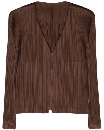 Pleats Please Issey Miyake Cardigan Monthly Colours: September - Marrone