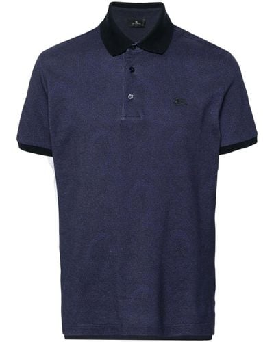 Etro Poloshirt Met Paisley-print - Blauw