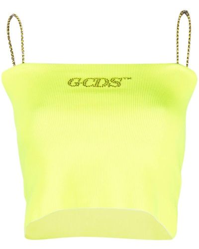 Gcds Tank Top With Crystal Decoration - Yellow