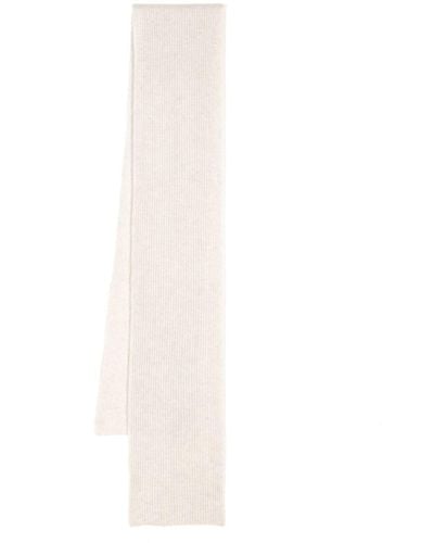N.Peal Cashmere リブニット カシミアスカーフ - ホワイト