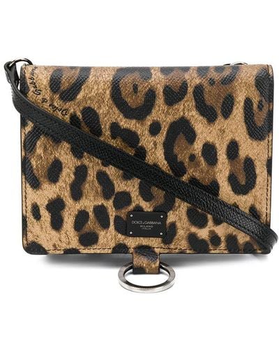 Dolce & Gabbana Leopard Print Shoulder Bag - Brown