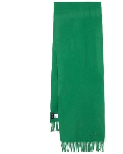 A.P.C. Logo-embroidered Wool Scarf - Green