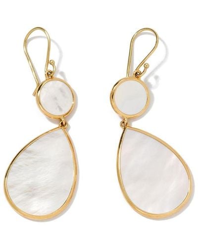 Ippolita 18kt Yellow Gold Polished Rock Candy Snowman Mother-of-pearl Drop Earrings - White