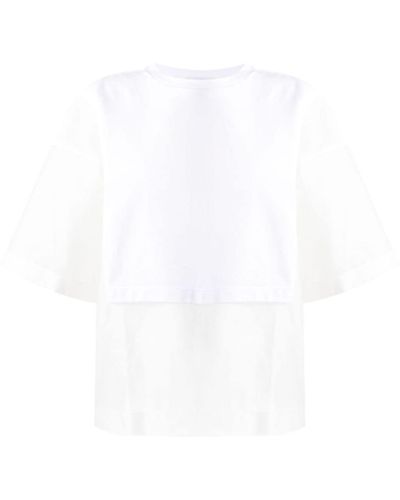 Fabiana Filippi Semi-sheer Panelled Cotton T-shirt - White