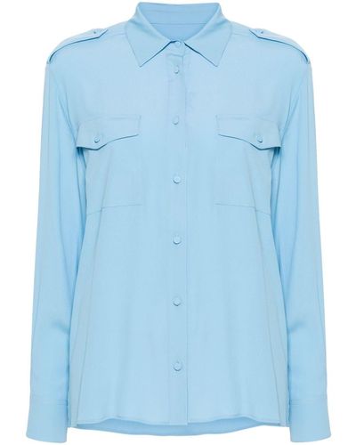 MSGM Spread-collar Long-sleeve Shirt - Blue
