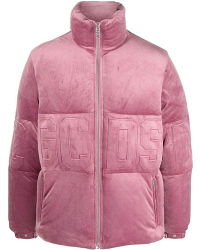Gcds Logo-embossed Velvet Jacket - Pink