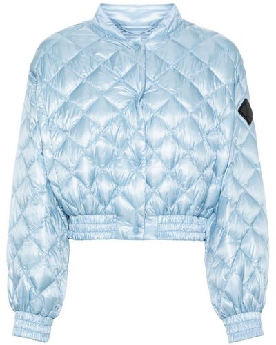 Herno Logo-patch Diamond-quilted Jacket - Blue