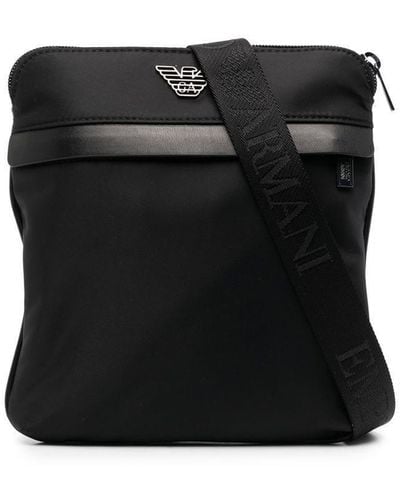 Emporio Armani Sac porté épaule à plaque logo - Noir