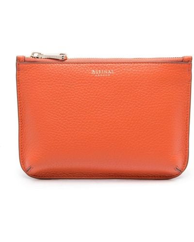 Aspinal of London Medium Ella Leather Make Up Bag - Orange