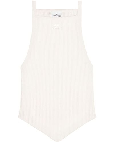 Courreges Logo-embroidered Knitted Top - White