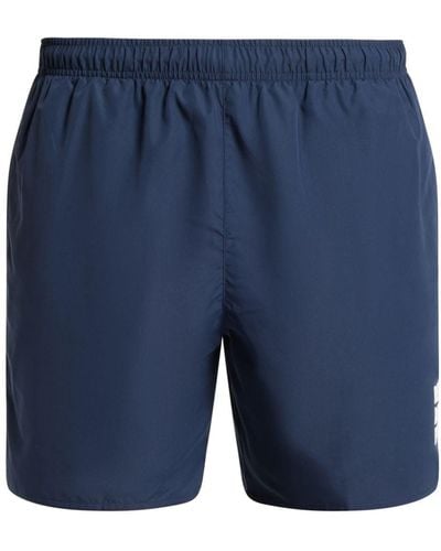 Lacoste Slogan-print Swim Shorts - Blue