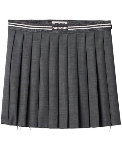 Miu Miu Pleated Wool Miniskirt - Black