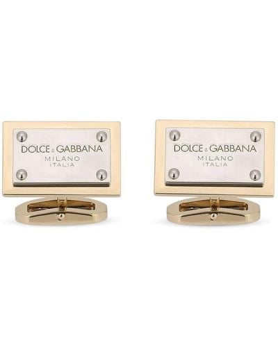 Dolce & Gabbana ロゴタグ スクエア カフスボタン - ホワイト