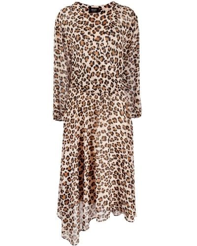 Liu Jo Asymmetrisches Kleid mit Leoparden-Print - Mehrfarbig
