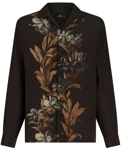 Etro Floral-print Silk Shirt - Black