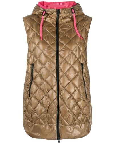 Herno Zip-up Hooded Quilted Gilet - Brown