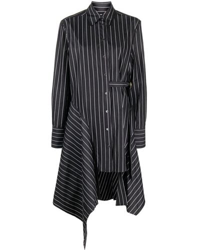 JW Anderson Asymmetric Striped Cotton Shirtdress - Black