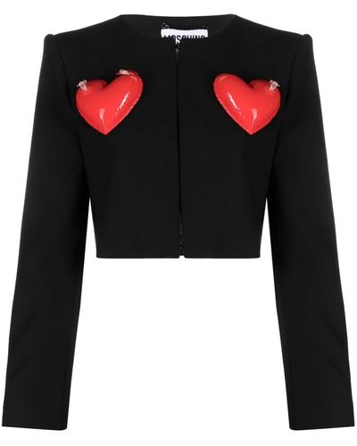 Moschino Cropped-Jacke mit Herzapplikation - Schwarz