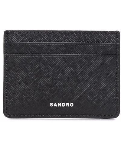 Sandro Textured Logo-embossed Cardholder - Black