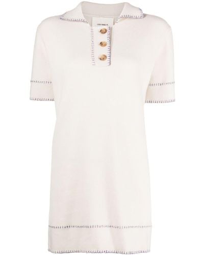 Lisa Yang Whipstitch-trimmed Cashmere Dress - White