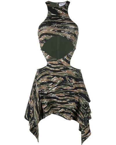 The Attico Mini-jurk Met Camouflageprint - Groen