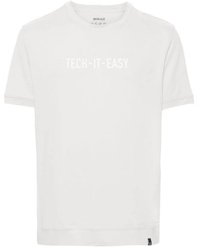 BOGGI Pikee-T-Shirt mit gummiertem Slogan - Weiß