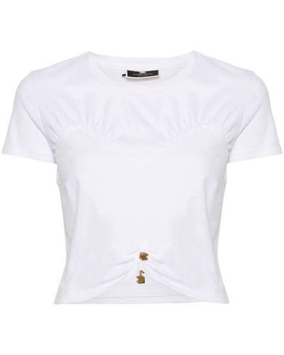 Elisabetta Franchi Logo-pin Cropped T-shirt - ホワイト