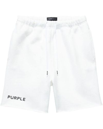 Purple Brand Pantalones cortos de deporte con logo estampado - Blanco