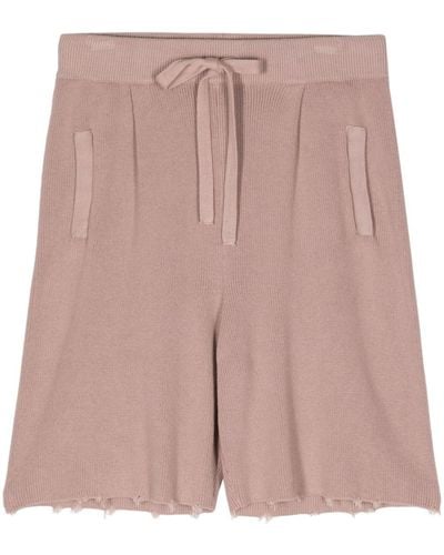 Laneus Raw-edge Cotton Shorts - Pink